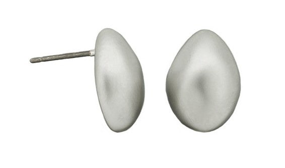 Matte Teardrop Stud Earrings - Silver