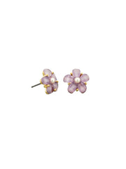 Ocean Flower Stud Earrings, Purple  - Gold