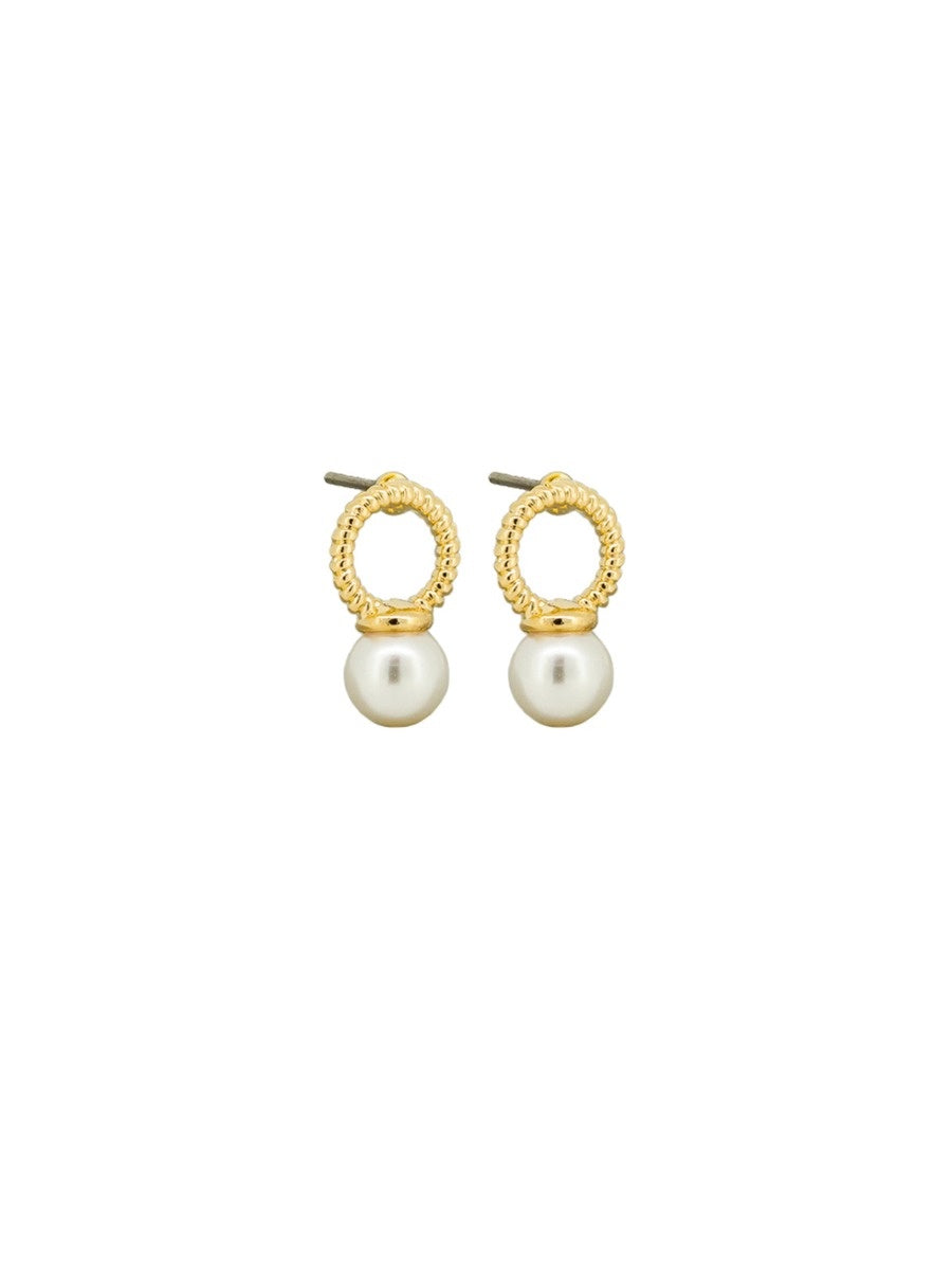 Pearl Porta Bell Stud Earrings - Gold