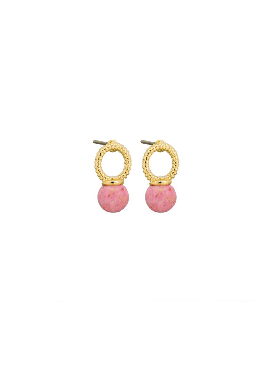 Pink Porta Bell Stud Earrings - Gold