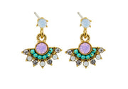 Audrey Drop Stud Earrings, Turquoise - Gold
