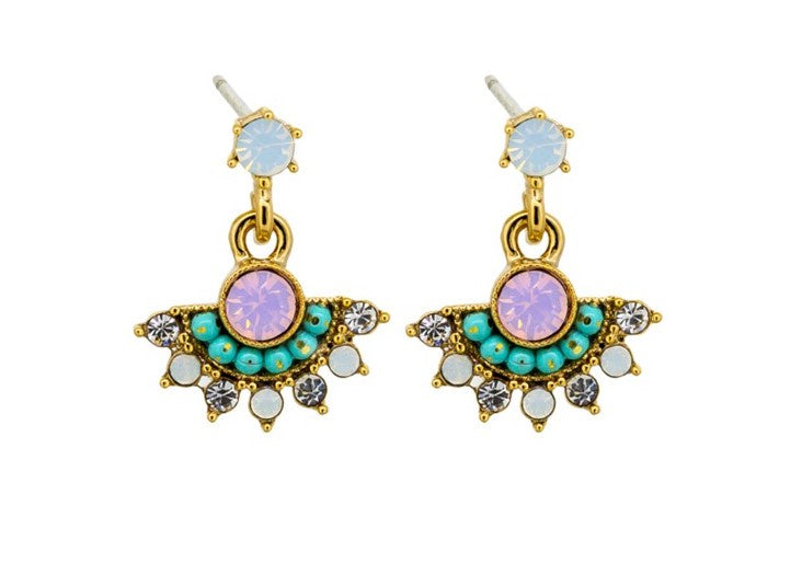 Audrey Drop Stud Earrings, Turquoise - Gold