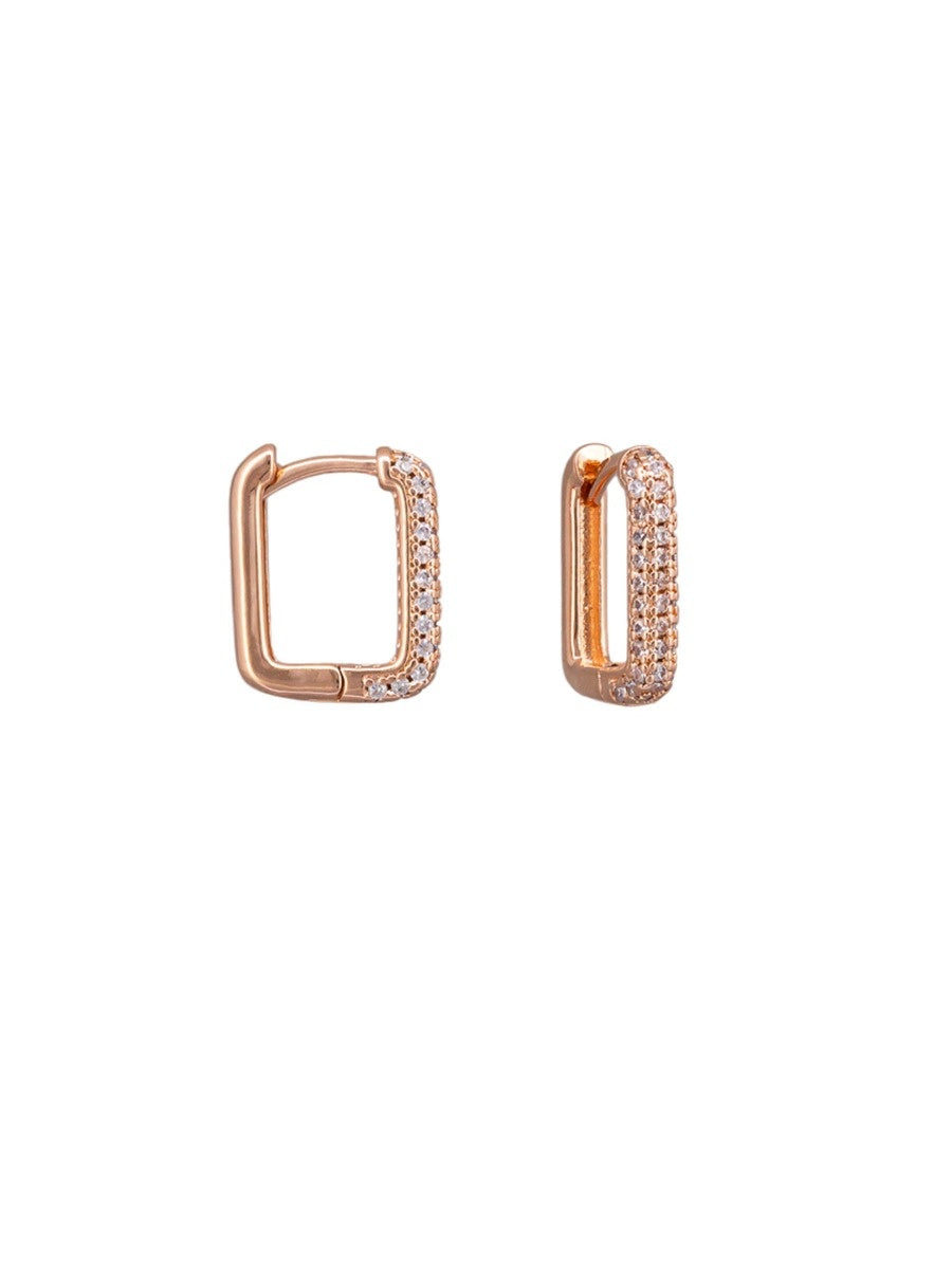 Asher Crystal Huggie Earrings - Rose Gold