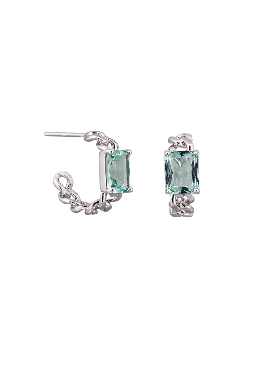 Cora Stud Earrings, Aquamarine - Silver