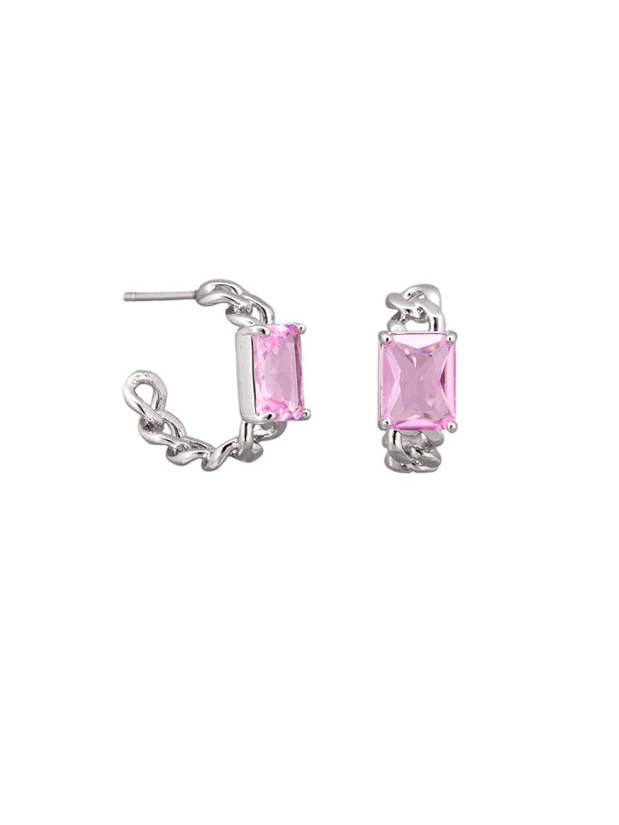 Cora Stud Earrings, Pink - Silver
