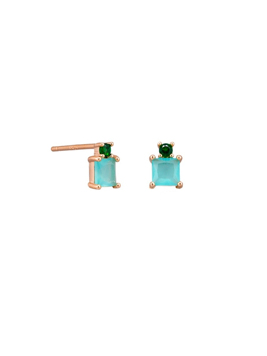 Juno Stud Earrings, Pacific Opal - Rose Gold