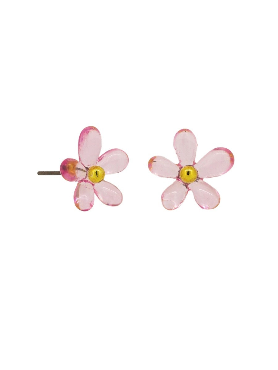Gail Daisy Stud Earrings, Pink - Gold