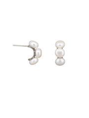 Pearl Harper Stud Earrings - Silver