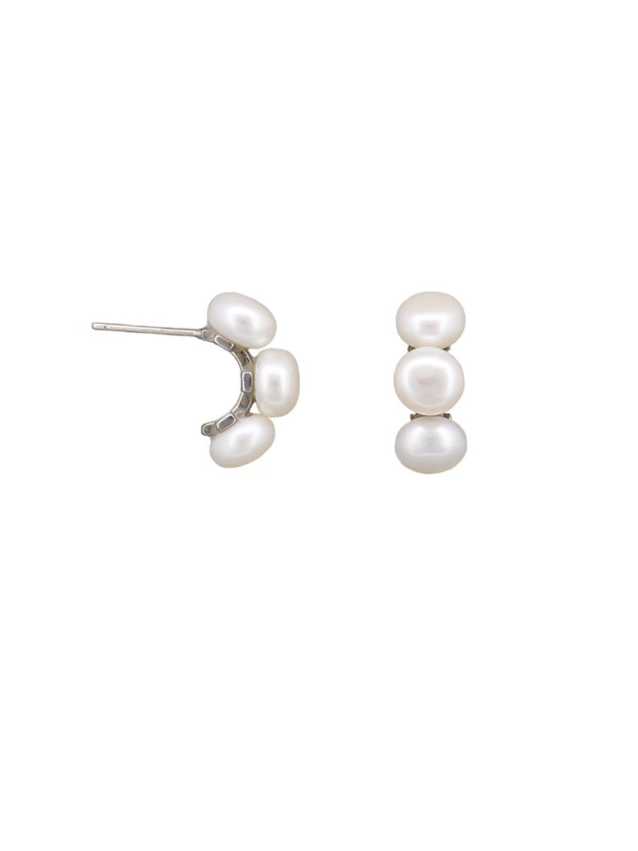 Pearl Harper Stud Earrings - Silver