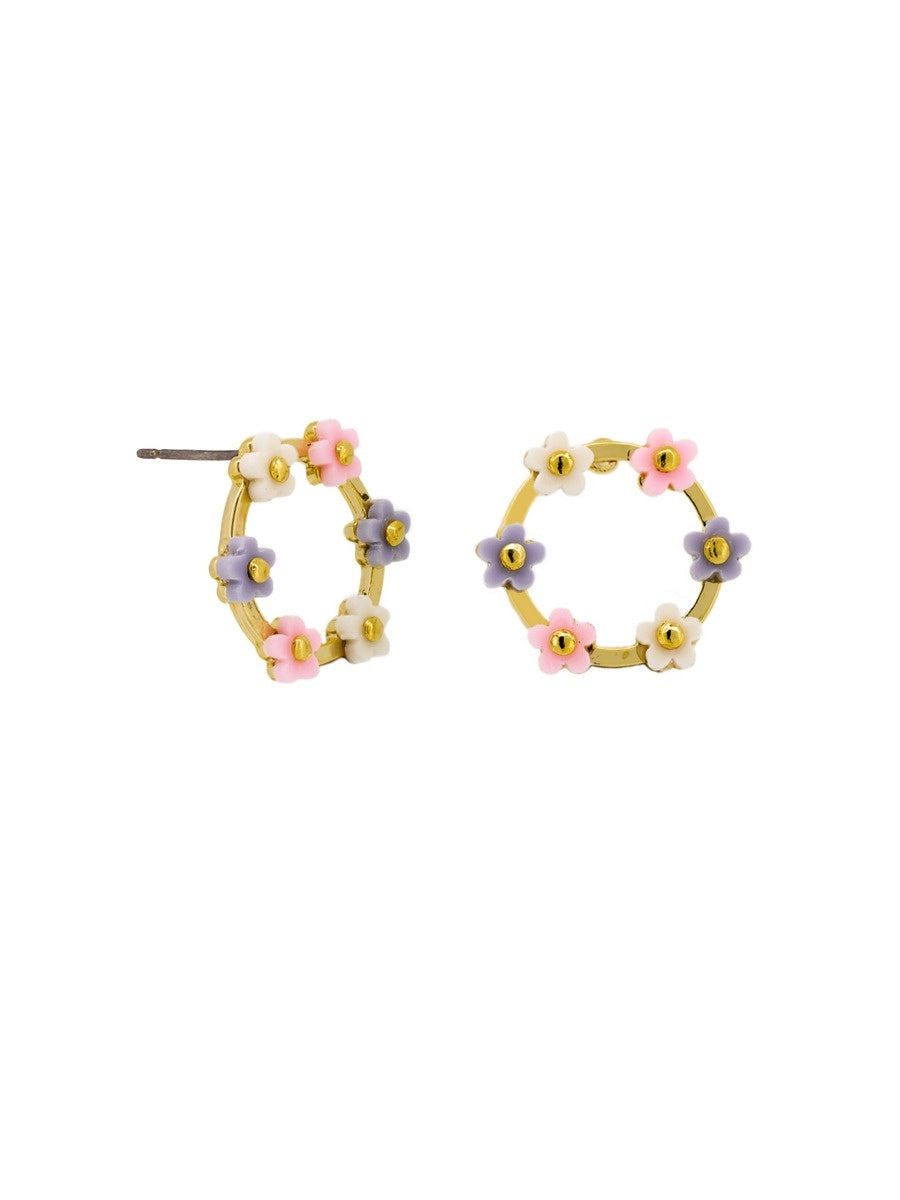 Daisy Hoola Stud Earrings, Pastel - Gold