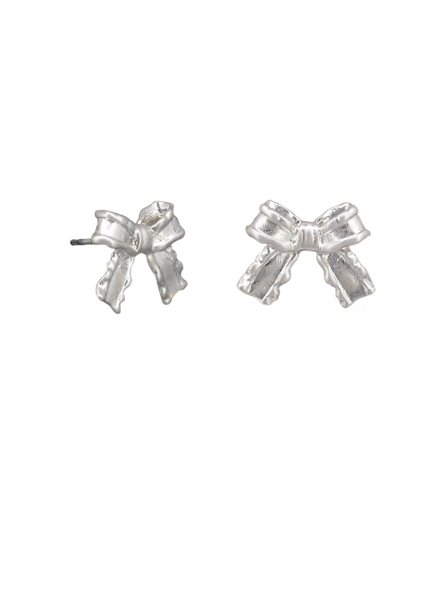 Pollyanna Bow Stud Earrings - Silver
