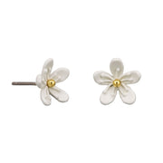 Spring Blossom Stud Earrings - Gold, White