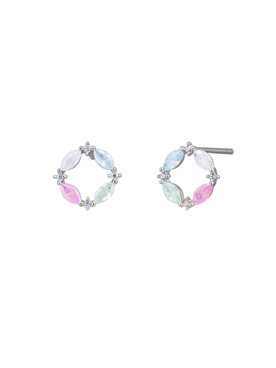 Lillith Crystal Wreath Stud Earrings - Silver