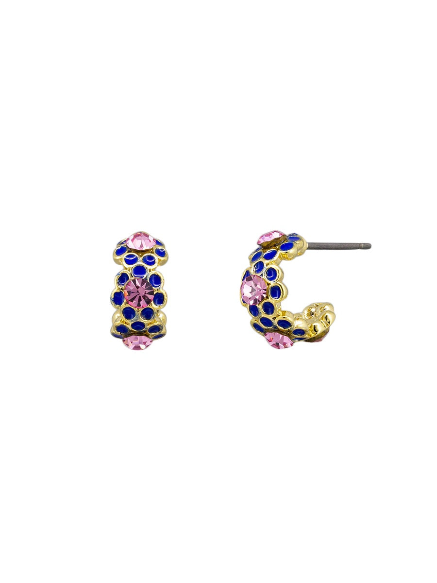 Daisy Chain Crystal Stud Earrings, Blue - Gold