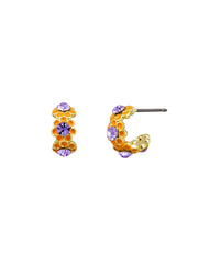 Daisy Chain Crystal Stud Earrings, Orange - Gold