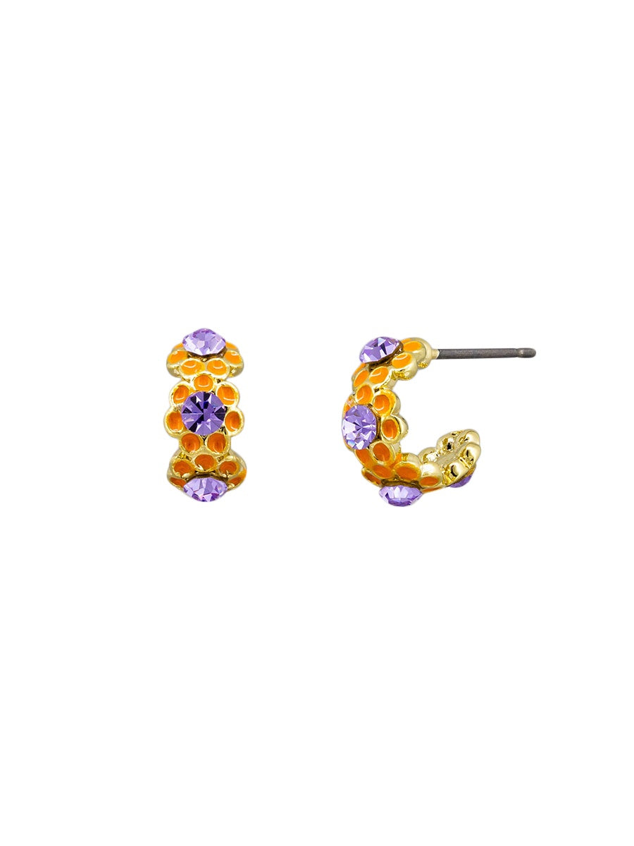 Daisy Chain Crystal Stud Earrings, Orange - Gold