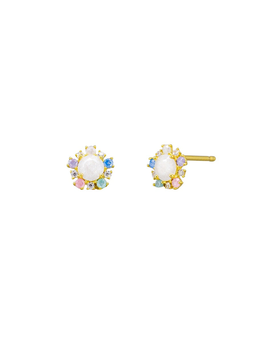 Crystal Blossom Stud Earrings - Gold