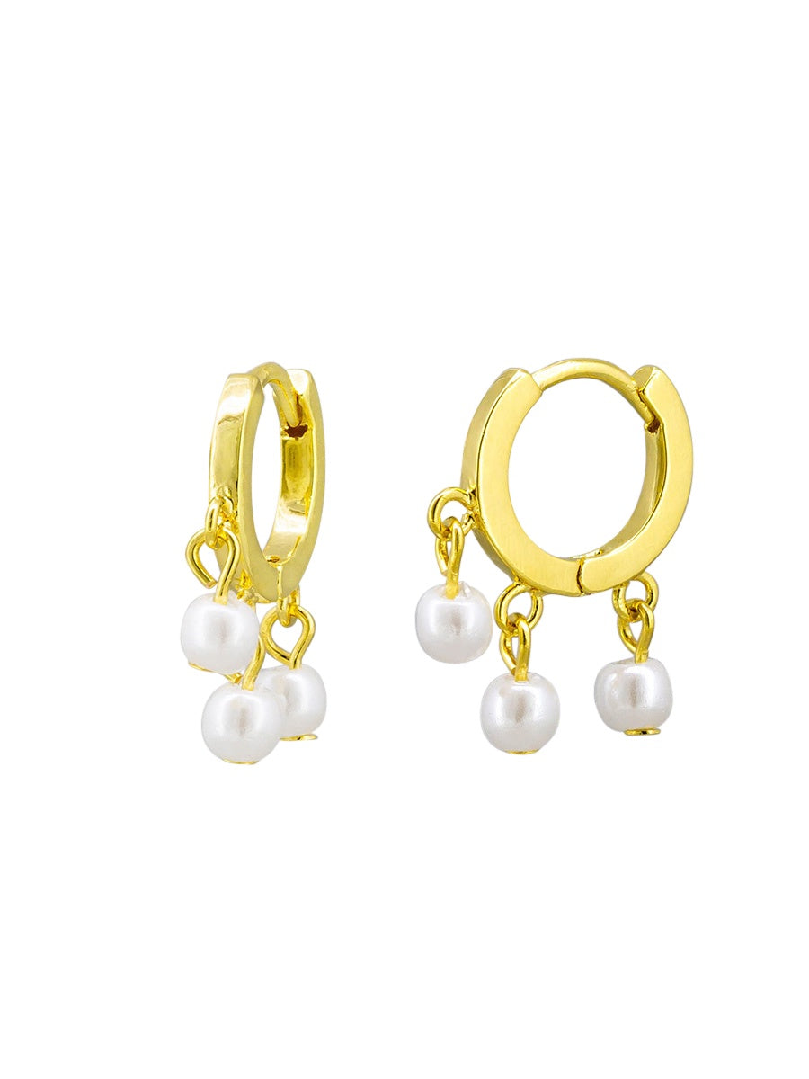 Pearl Huggie Earrings - Gold