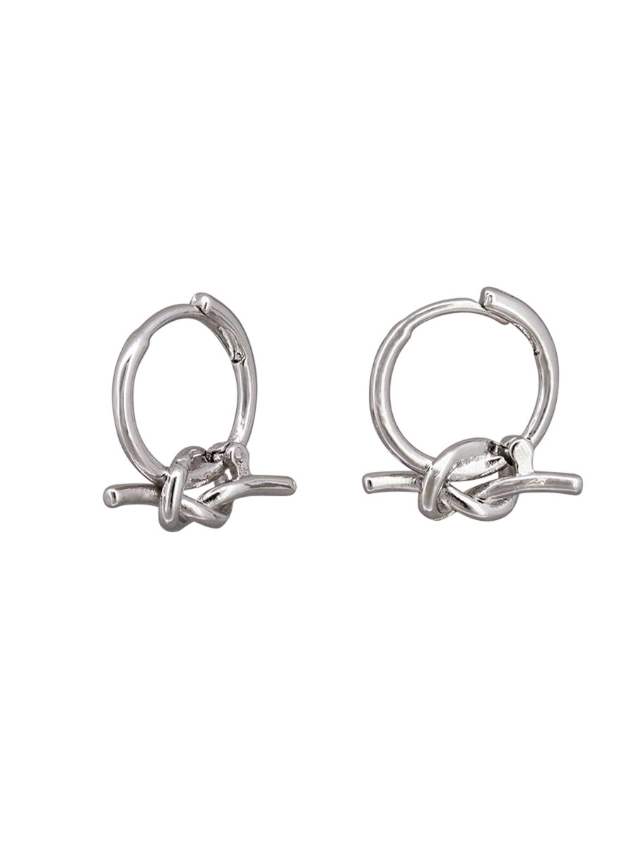 Knot Huggie Earrings - Silver