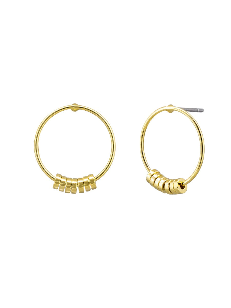 Mini Rings Hoop Stud Earrings - Gold