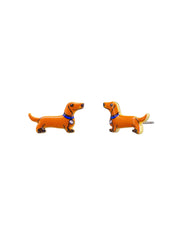 Wilhelmina Dachshund Stud Earrings - Tan