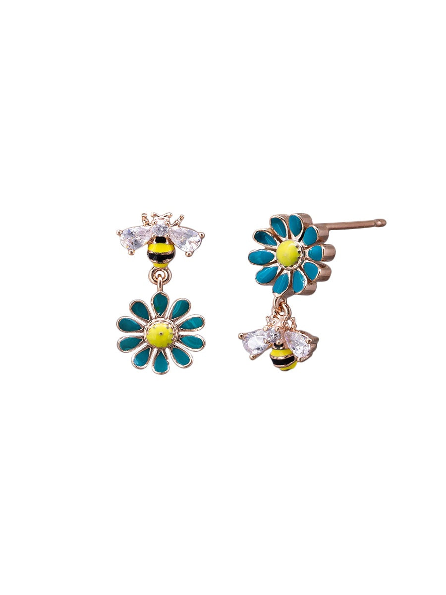 Daisy Bee Earrings - Teal