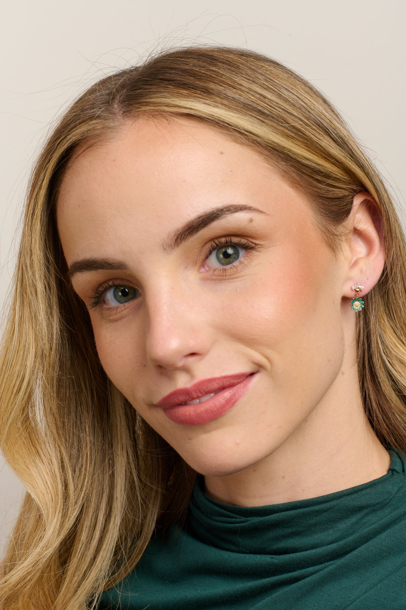 Daisy Bee Earrings - Teal