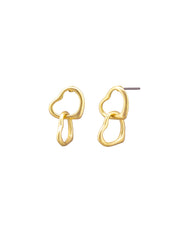 Double Link Heart Earrings - Gold