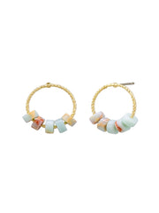 Mini Bead Earrings - Gold Aqua