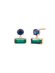 Rose Gold Crystal Desiree Earrings - Green