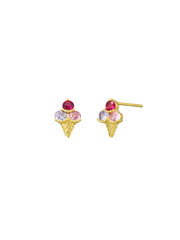 Berry Gelato Crystal Stud Earrings - Gold