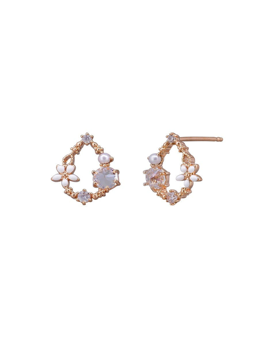 Teardrop Garden Earrings - White