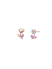 Heart Flower Earrings - Pink