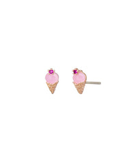 Single Scoop Ice Cream Stud Earrings - Rose Gold
