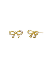 Crystal Bow Earrings - Gold