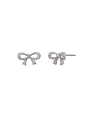 Crystal Bow Earrings - Silver