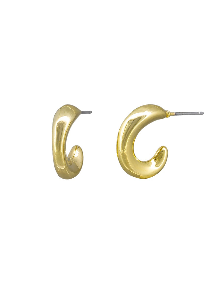 Silvie Half Hoop Stud Earrings - Gold