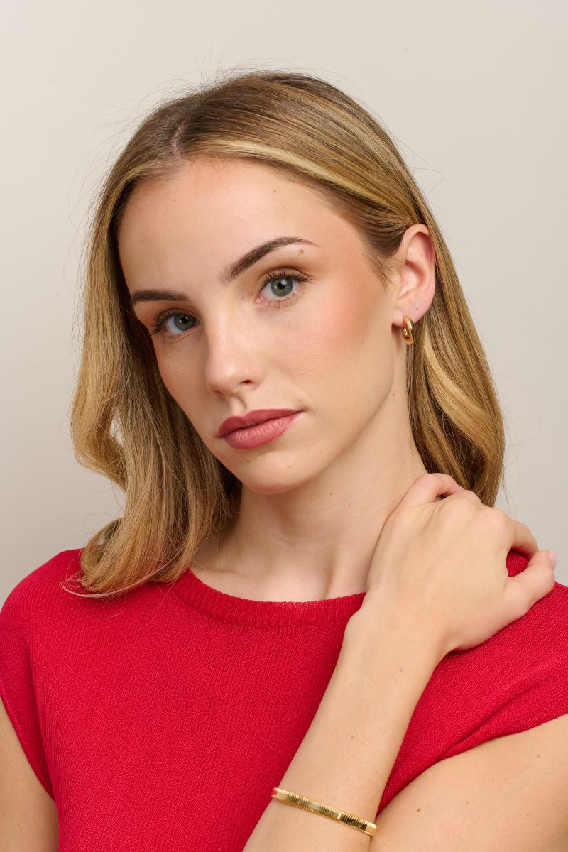 Silvie Half Hoop Stud Earrings - Gold