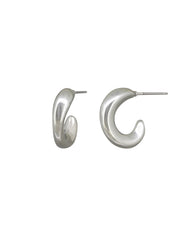 Silvie Half Hoop Stud Earrings - Silver