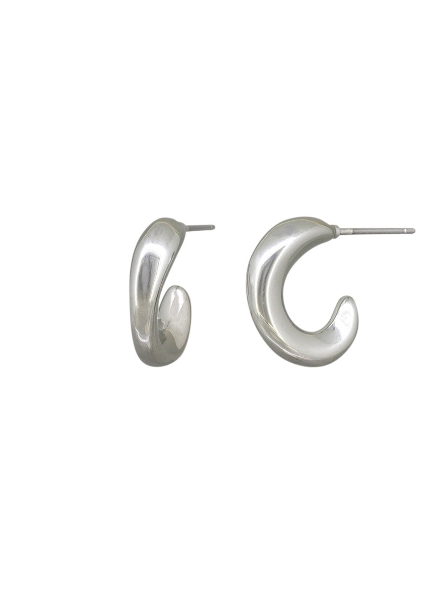 Silvie Half Hoop Stud Earrings - Silver