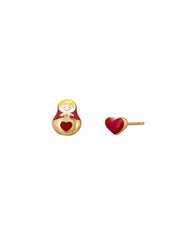 Babushka Earrings - Red