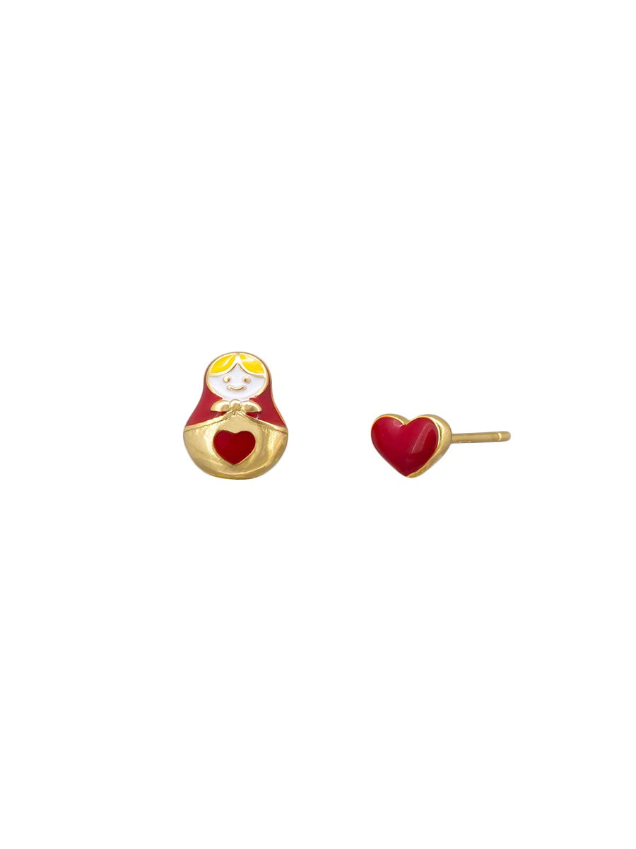 Babushka Earrings - Red