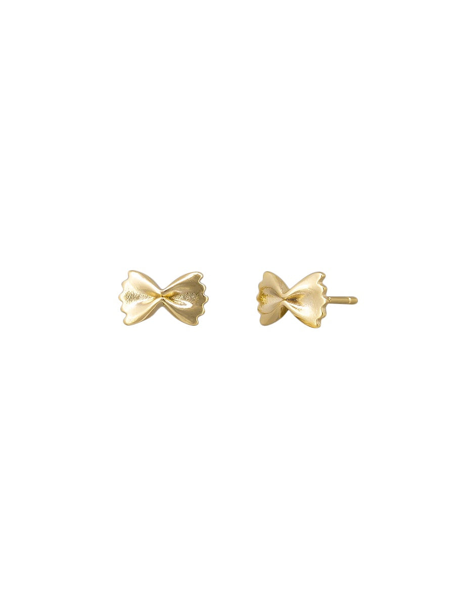 Bow Tie Pasta Earrings - Gold