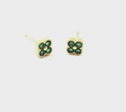 Crystal Clover Stud Earrings - Emerald