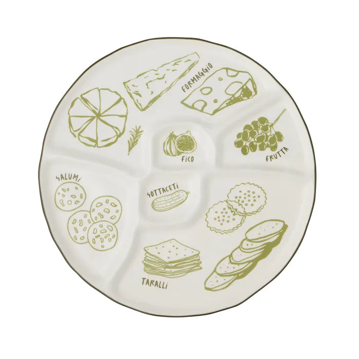 Deli Ceramic Divided Platter - Green