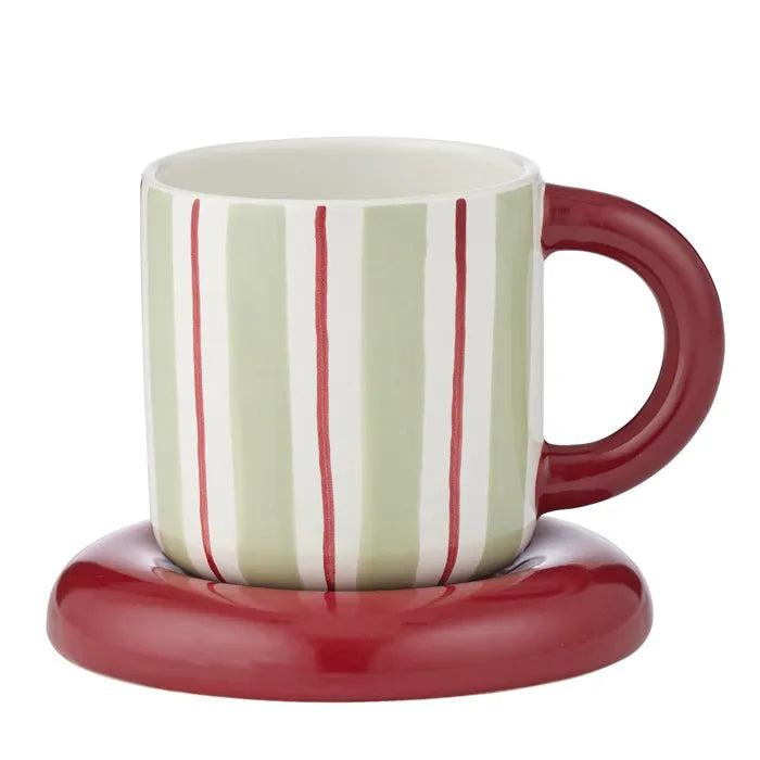 Candy Cup & Saucer - Mint & Russet