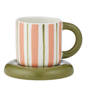 Candy Cup & Saucer - Pink & Olive