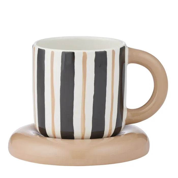 Candy Cup & Saucer - Black & Natural