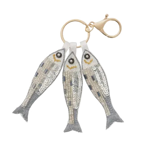 Embroidered Keyring - Sardine Trio