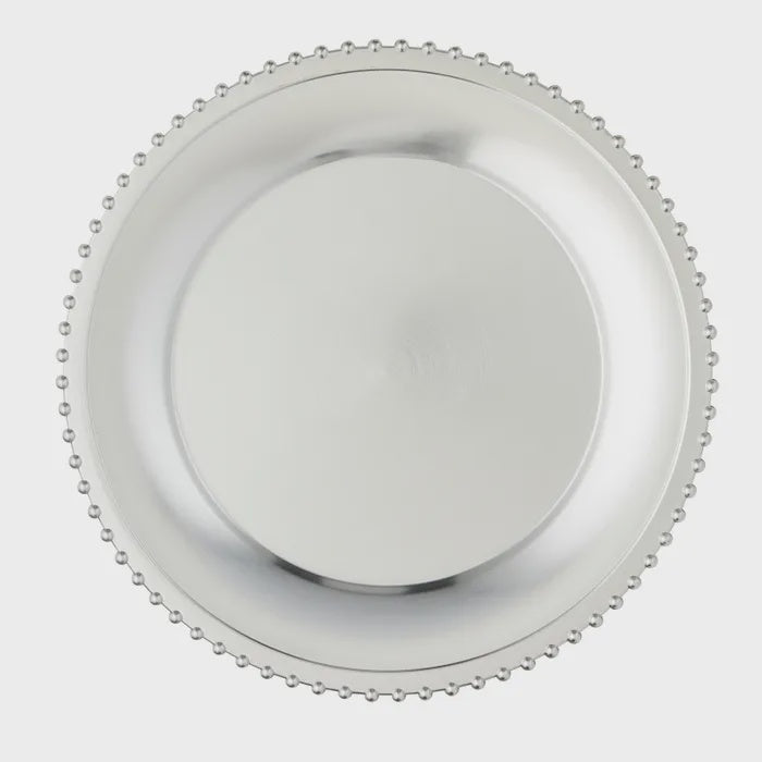 Beaded Border Plate - Silver
